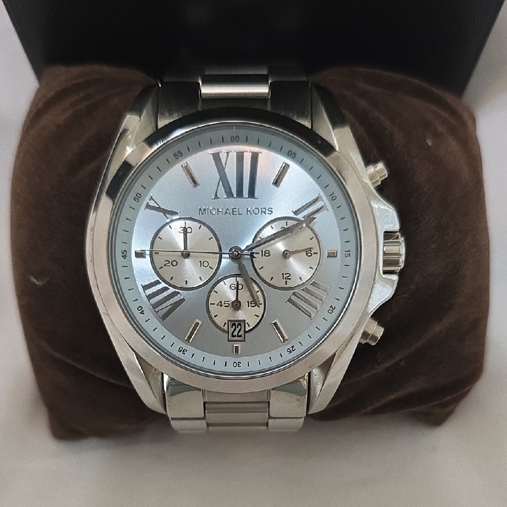 Michael Kors Bradshaw Chronograph Blue Dial Stainless Steel Ladies Watch